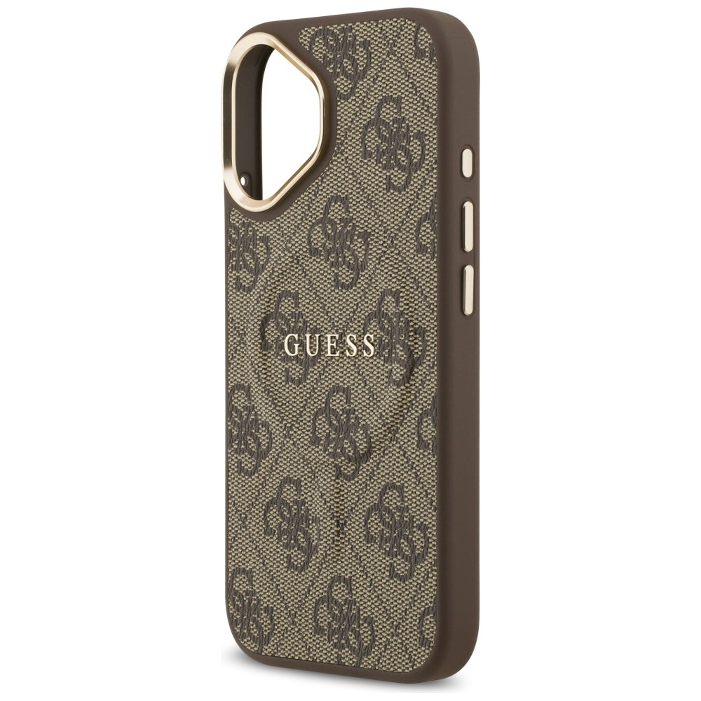 Guess iPhone 17 - 4G PU Classic Logo MagSafe - Σκληρή Θήκη με Πλαίσιο Σιλικόνης και Επένδυση Οικολογικού Δέρματος - Brown - GUHMP17SP4MSEGCW