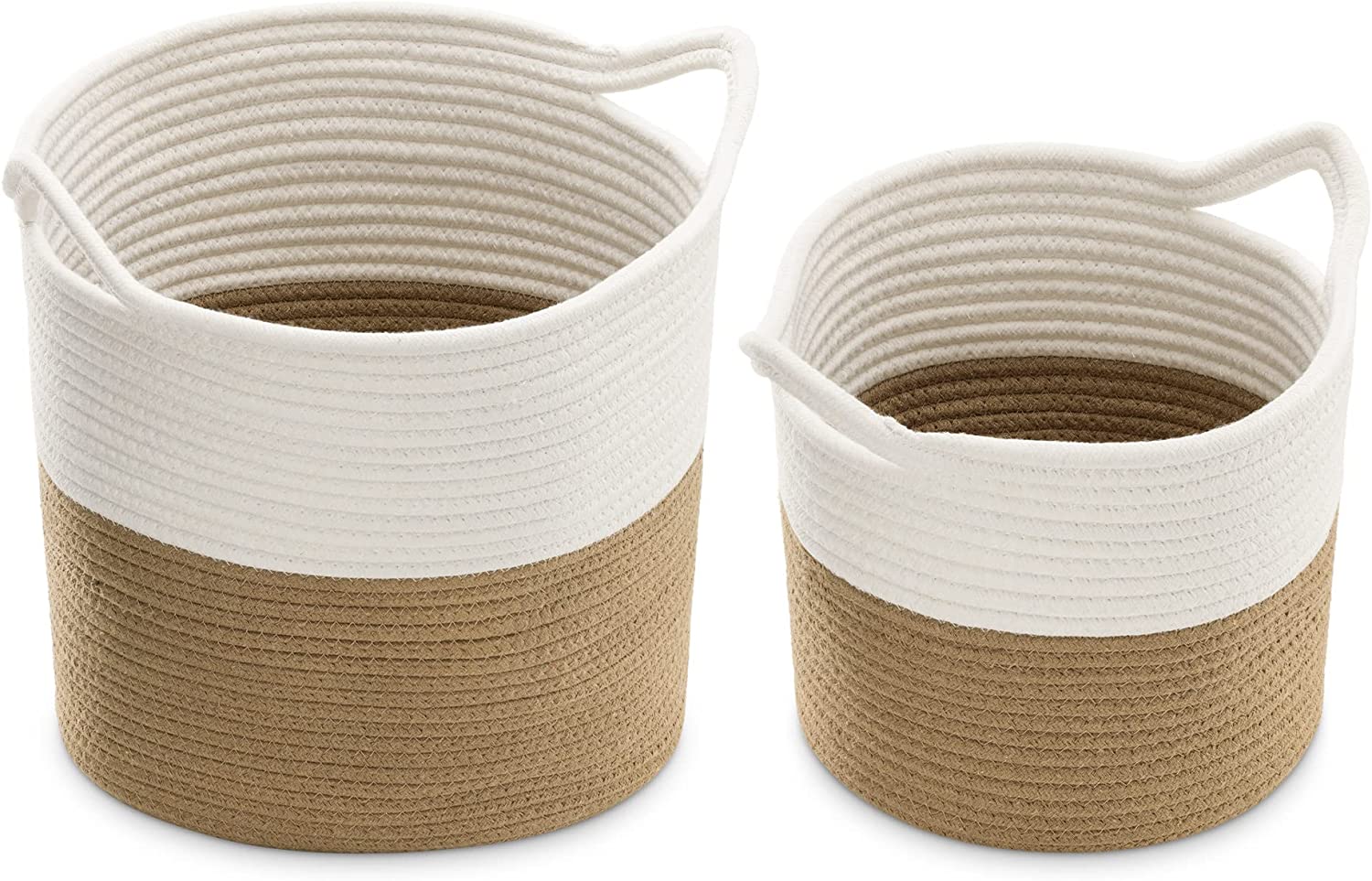 Navaris Σετ με 2 Βαμβακερά Καλάθια Αποθήκευσης - Brown / White - 57354.01