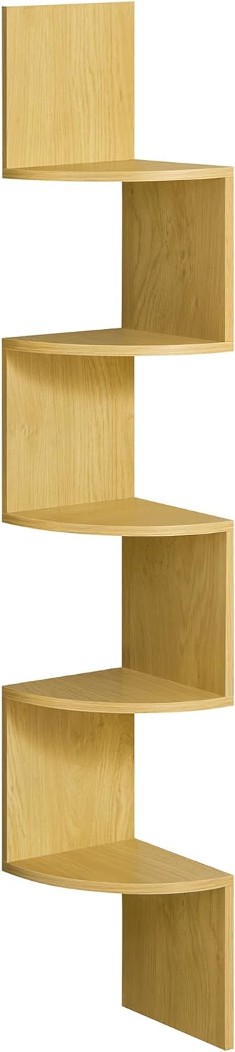 Vasagle Επιτοίχια Γωνιακή Ραφιέρα με 5 Ράφια - Natural Oak - LBC072Y70