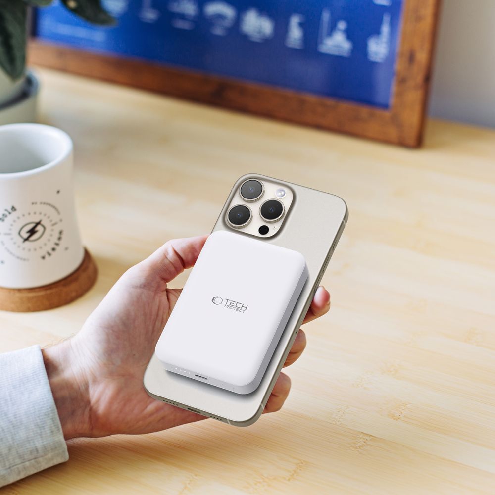 Tech-Protect PB11 Lifemag MagSafe PowerBank Μαγνητικό PowerBank Κινητού 10000 mAh - White