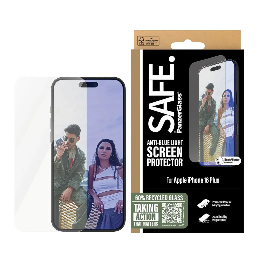 Safe by PanzerGlass iPhone 16 Pro Ultra-Wide Fit Anti-Blue Light Screen Protector Αντιχαρακτικό Γυαλί Οθόνης - Διάφανο - SAFE95880