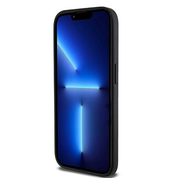 DKNY iPhone 15 Pro - Leather Checkered Mono Pattern MagSafe Σκληρή Θήκη με Επένδυση Συνθετικού Δέρματος - Black