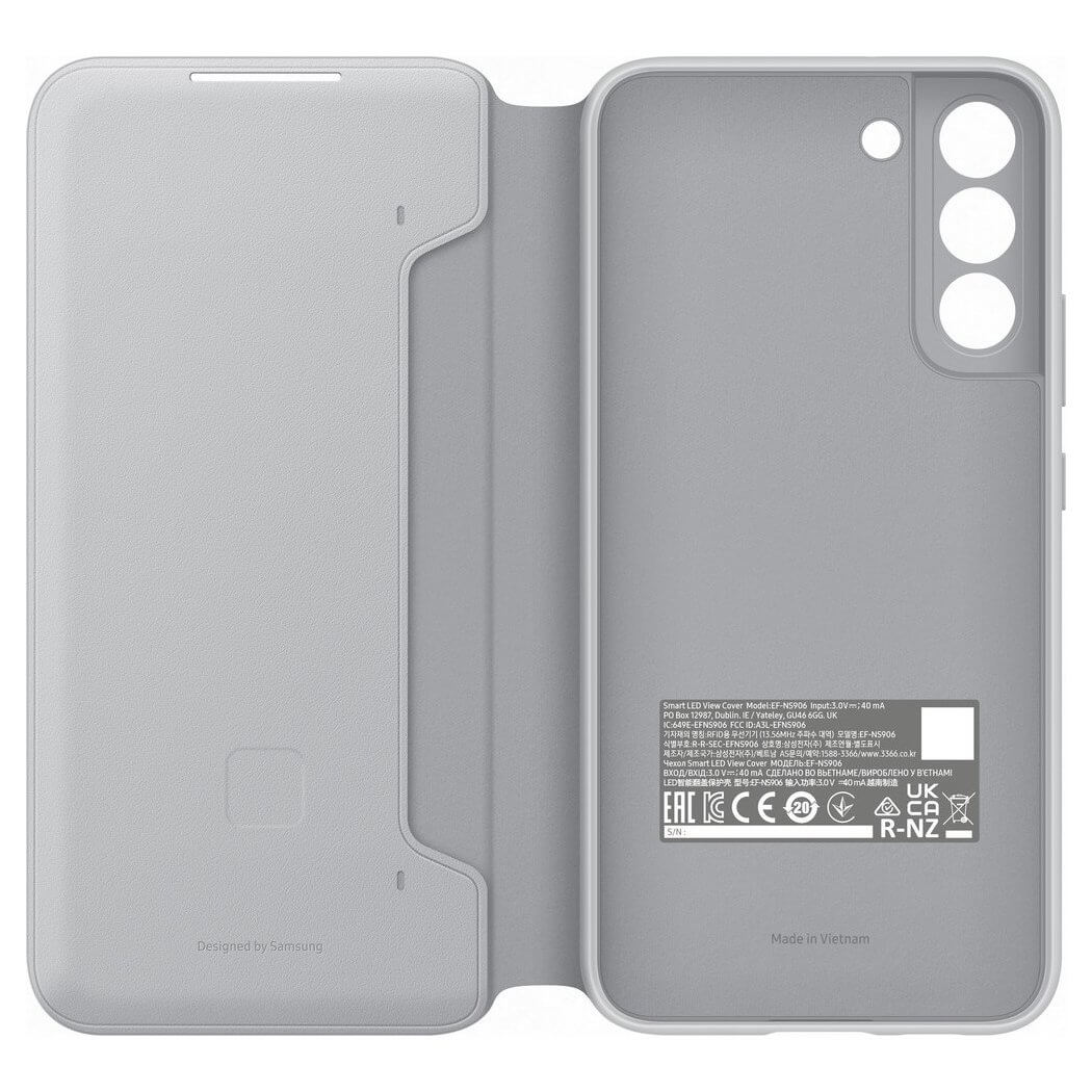 Samsung LED View Cover Samsung Galaxy S22 Plus Θήκη Βιβλίο - Light Grey - EF-NS906PJEGEE