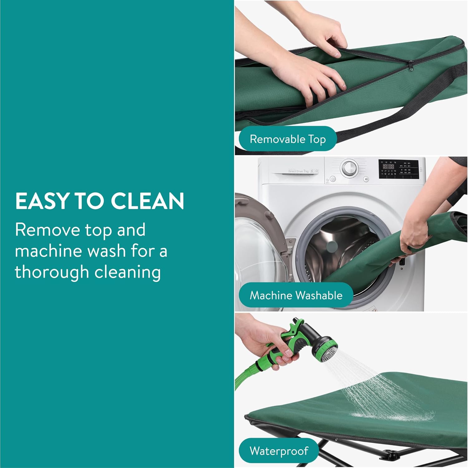 Navaris Ανυψωμένο Κρεβάτι για Μεσαίους Σκύλους με Τσάντα Μεταφοράς - Κατάλληλο για Σκύλους έως 15kg - Green