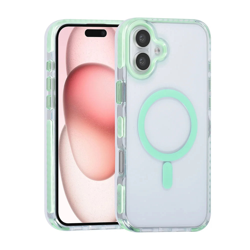 Tuniq iPhone 16 Plus - MagSafe Σκληρή Θήκη με Πλαίσιο Σιλικόνης και Λουράκι - Διάφανη / Green