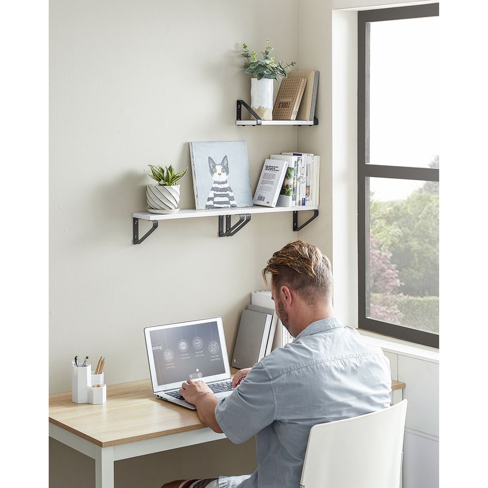 Vasagle Σετ με 3 Επιτοίχια Ράφια Διαφορετικού Μεγέθους - White / Black - LWS033B14