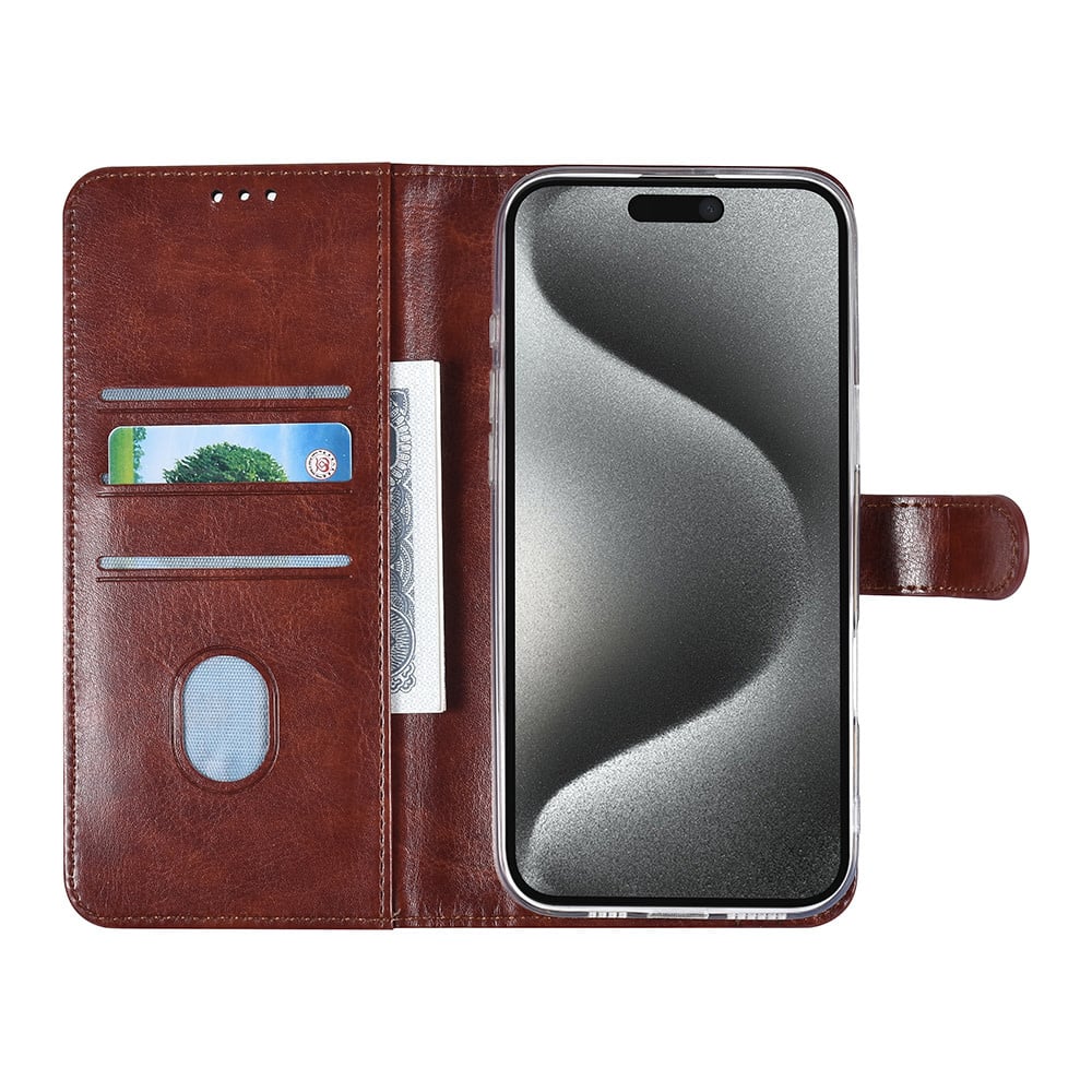 Tuniq iPhone 16 Pro Max - Θήκη Πορτοφόλι Stand από Δερματίνη - Καφέ