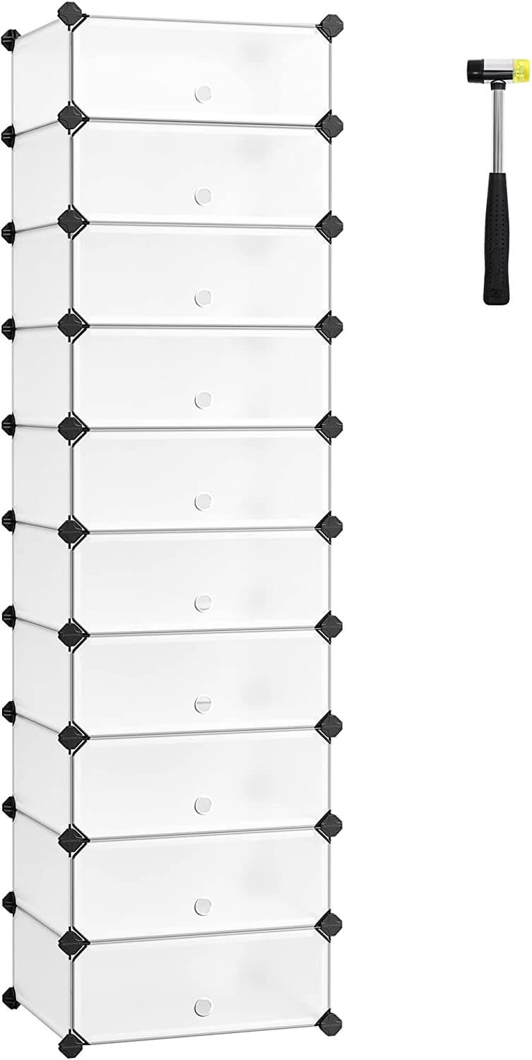 Songmics Πλαστική Παπουτσοθήκη με 10 Ράφια - White - LPC10W