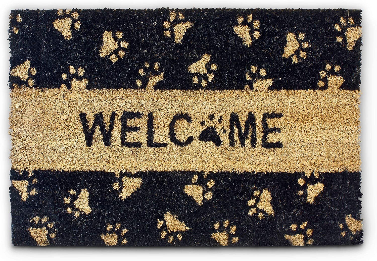 Relaxdays Χαλάκι Πόρτας από Κοκοφοίνικα Design Welcome - 60 x 40 x 1,5 cm - Brown / Black - 4052025032180