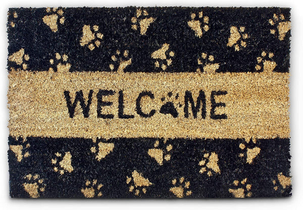 Relaxdays Χαλάκι Πόρτας από Κοκοφοίνικα Design Welcome - 60 x 40 x 1,5 cm - Brown / Black - 4052025032180