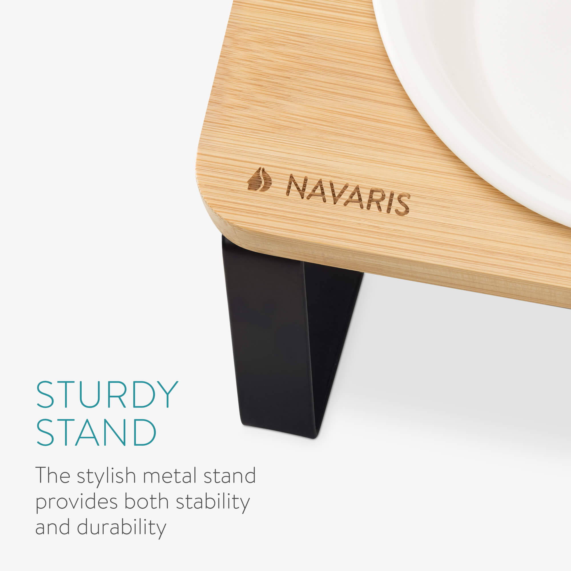 Navaris Ανυψωμένα Μπολ Φαγητού με Βάση για Κατοικίδια - 350 ml - Light Brown / Black - 55228.2