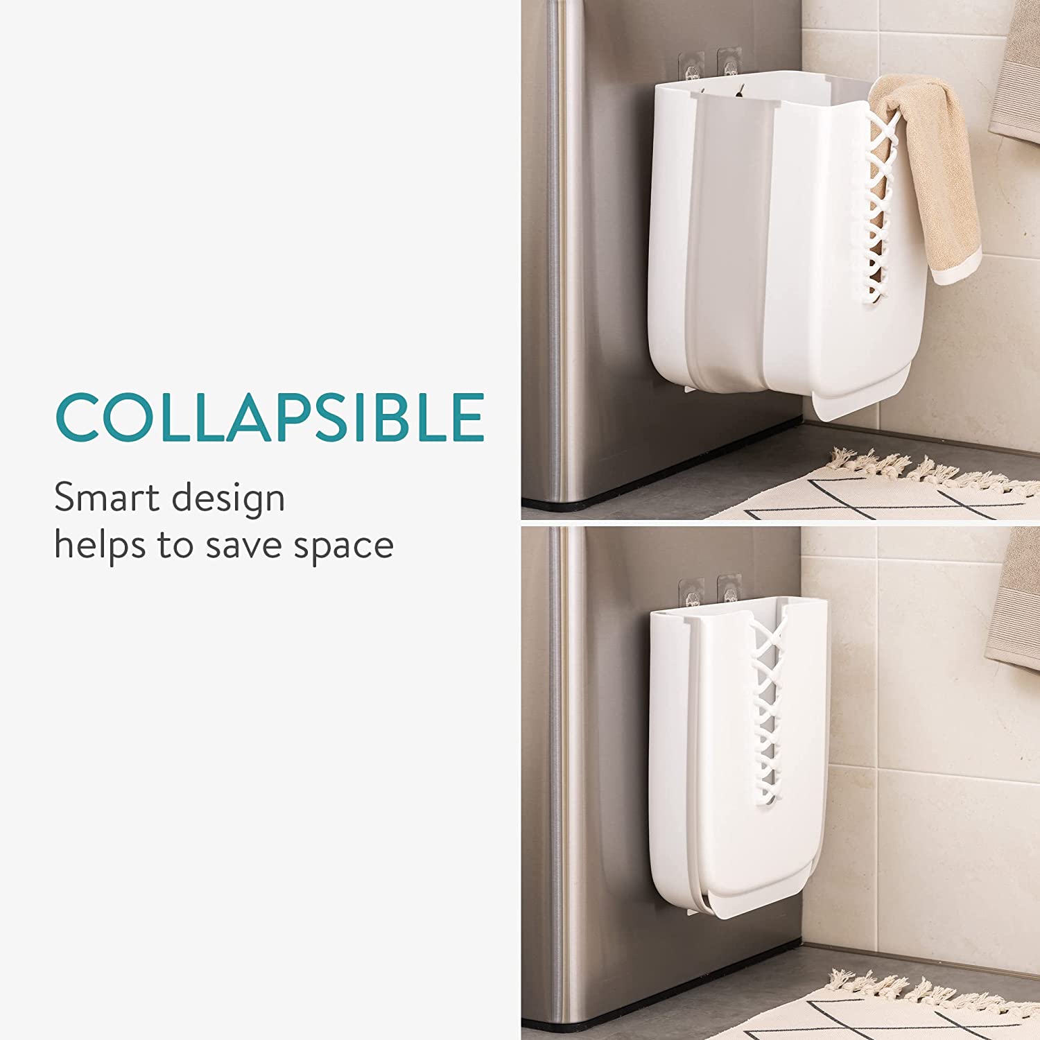 Navaris Κρεμαστό Πτυσσόμενο Πλαστικό Καλάθι Απλύτων - White - 58400.02