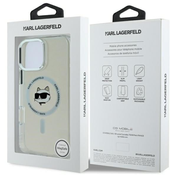Karl Lagerfeld iPhone 16 Pro - IML Metal Choupette Head - Σκληρή Θήκη με Πλαίσιο Σιλικόνης και MagSafe - White - KLHMP16LHLSCHH