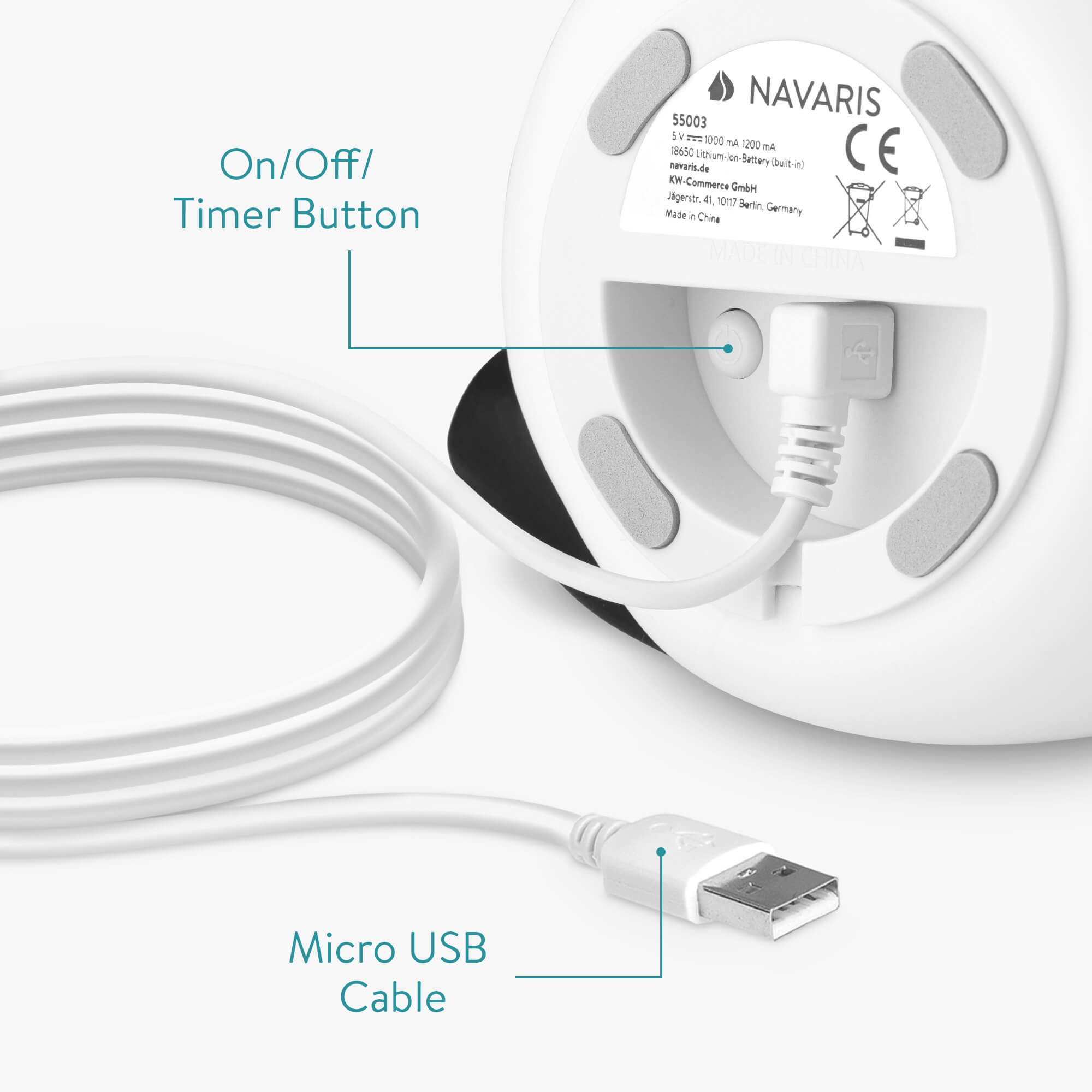 Navaris LED Night Light RGB - Παιδικό Νυχτερινό Φως με Αλλαγή Χρωμάτων - Panda with Scarf - White / Black / Red / Green - 55003.02.03