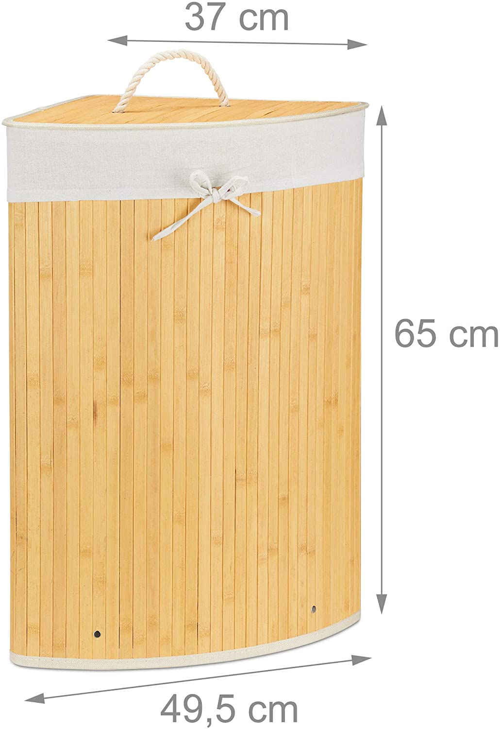 Relaxdays Καλάθι Απλύτων από Μπαμπού με Καπάκι - Creme / White - 4052025918385