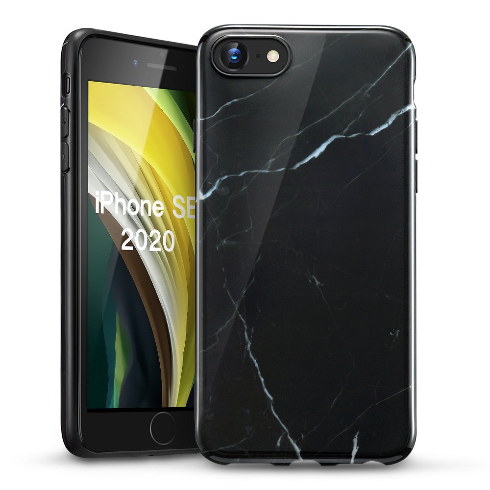 ESR iPhone SE 2022 / SE 2020 / 7 / 8 Marble Θήκη Σιλικόνης TPU με Όψη Μαρμάρου - Black