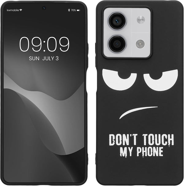KW Xiaomi Redmi Note 13 5G Λεπτή Θήκη Σιλικόνης TPU - Design Don't Touch My Phone - Black / White