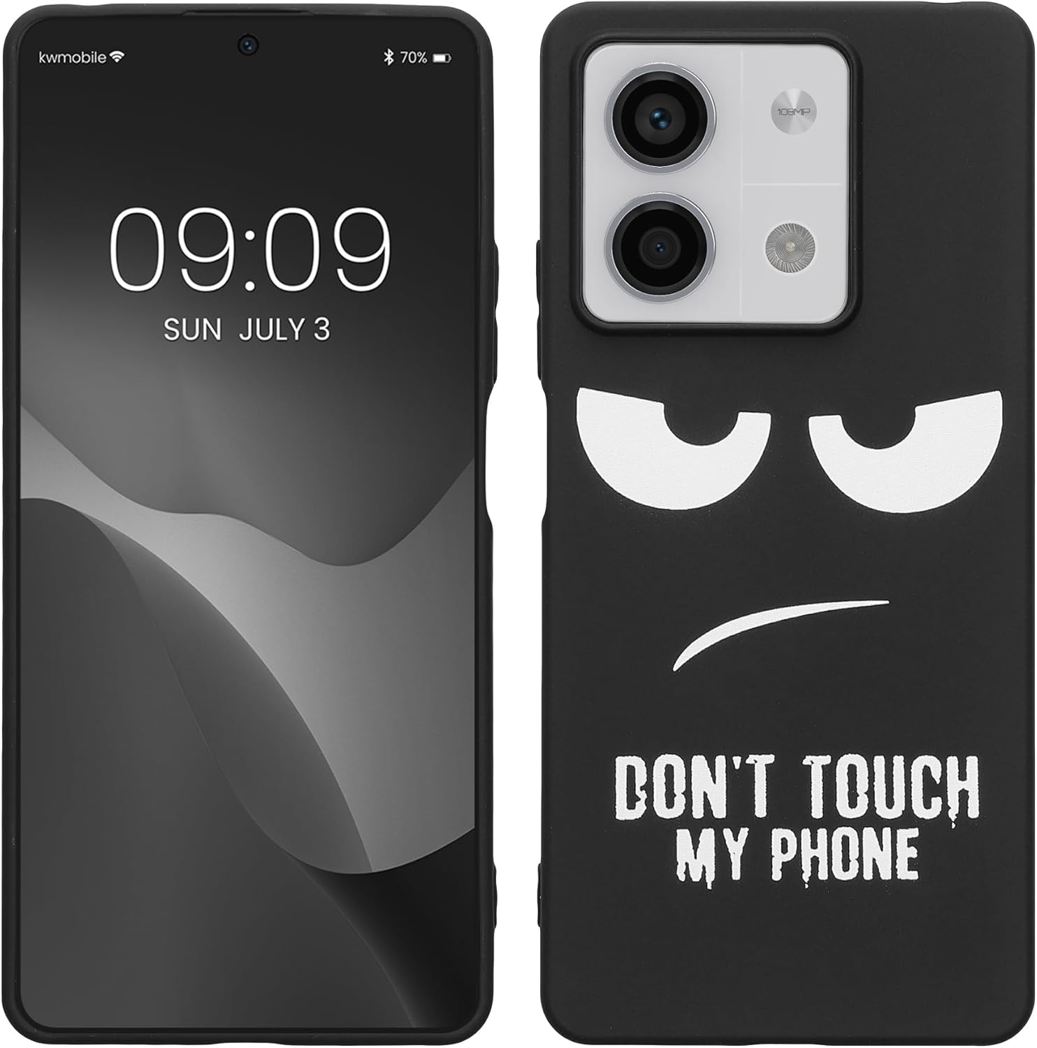 KW Xiaomi Redmi Note 13 5G Λεπτή Θήκη Σιλικόνης TPU - Design Don't Touch My Phone - Black / White