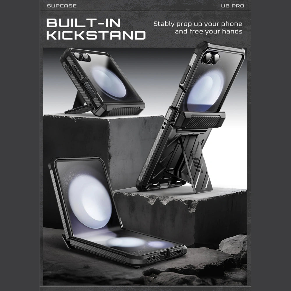 Supcase Samsung Galaxy Z Flip7 - Unicorn Beetle Pro - Σκληρή Θήκη με Προστασία Οθόνης και Stand - Black