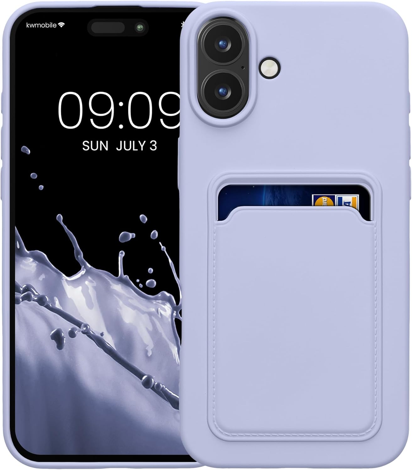 KW iPhone 16 Plus Θήκη Σιλικόνης TPU με Υποδοχή για Κάρτα - Lavender
