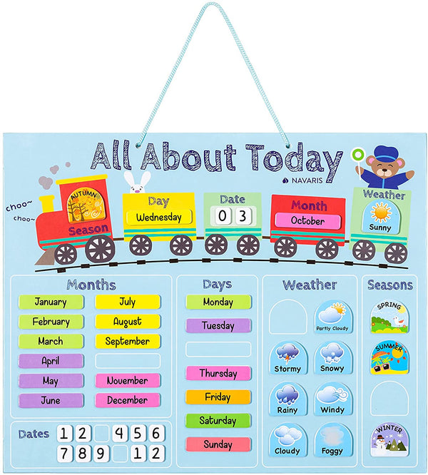 Navaris Μαγνητικός Πίνακας Ημερολόγιο για Παιδιά - Design Train - 40 x 32 cm - Pink / Multicolor - 52893.03