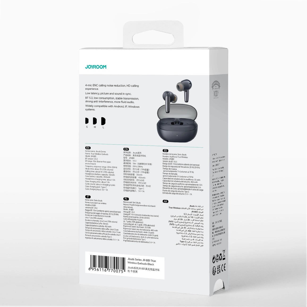 Joyroom Jbuds Series TWS Bluetooth 5.3 - Ασύρματα ακουστικά για Κλήσεις / Μουσική - Black - JR-BB1