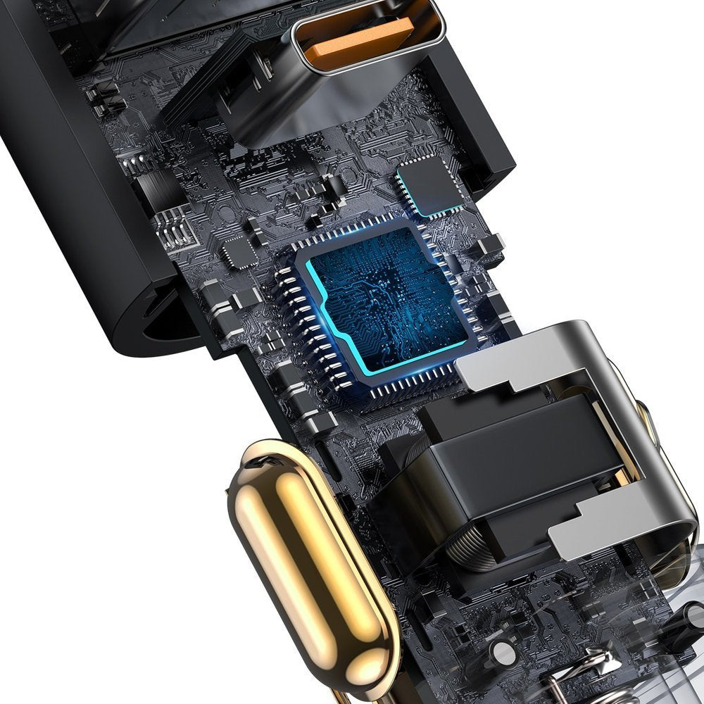 Baseus Share Together 120W Φορτιστής Αυτοκινήτου Γρήγορης Φόρτισης με 1 Θύρα USB και 1 Θύρα Type-C - Grey - CCBT-C0G