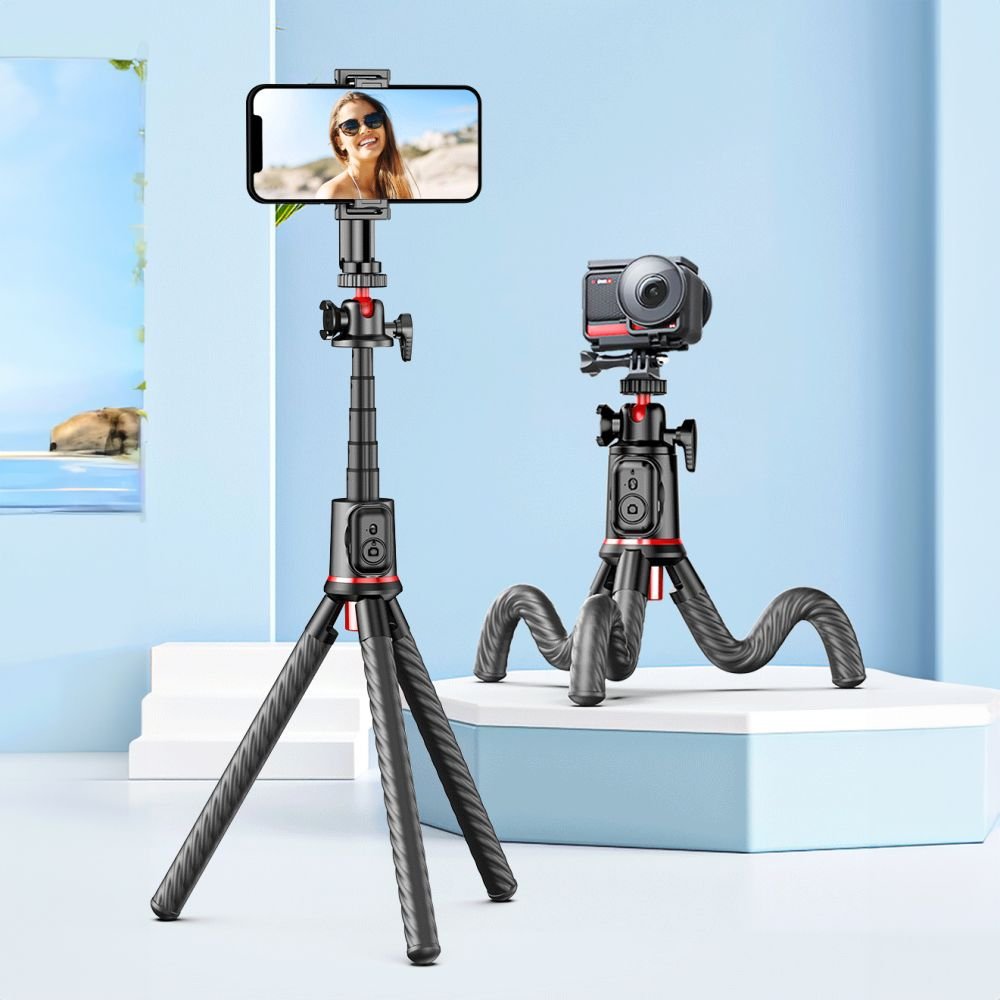 Tech - Protect L07S Ασύρματο Selfie Stick με Τρίποδο με Εύκαμπτα Πόδια και Τηλεχειριστήριο Bluetooth - Black