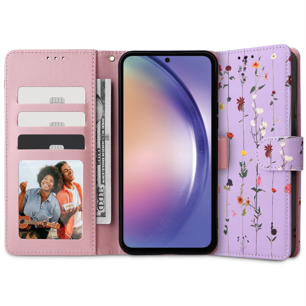 Tech-Protect Samsung Galaxy A54 5G Θήκη Πορτοφόλι Stand από Δερματίνη - Garden Violet