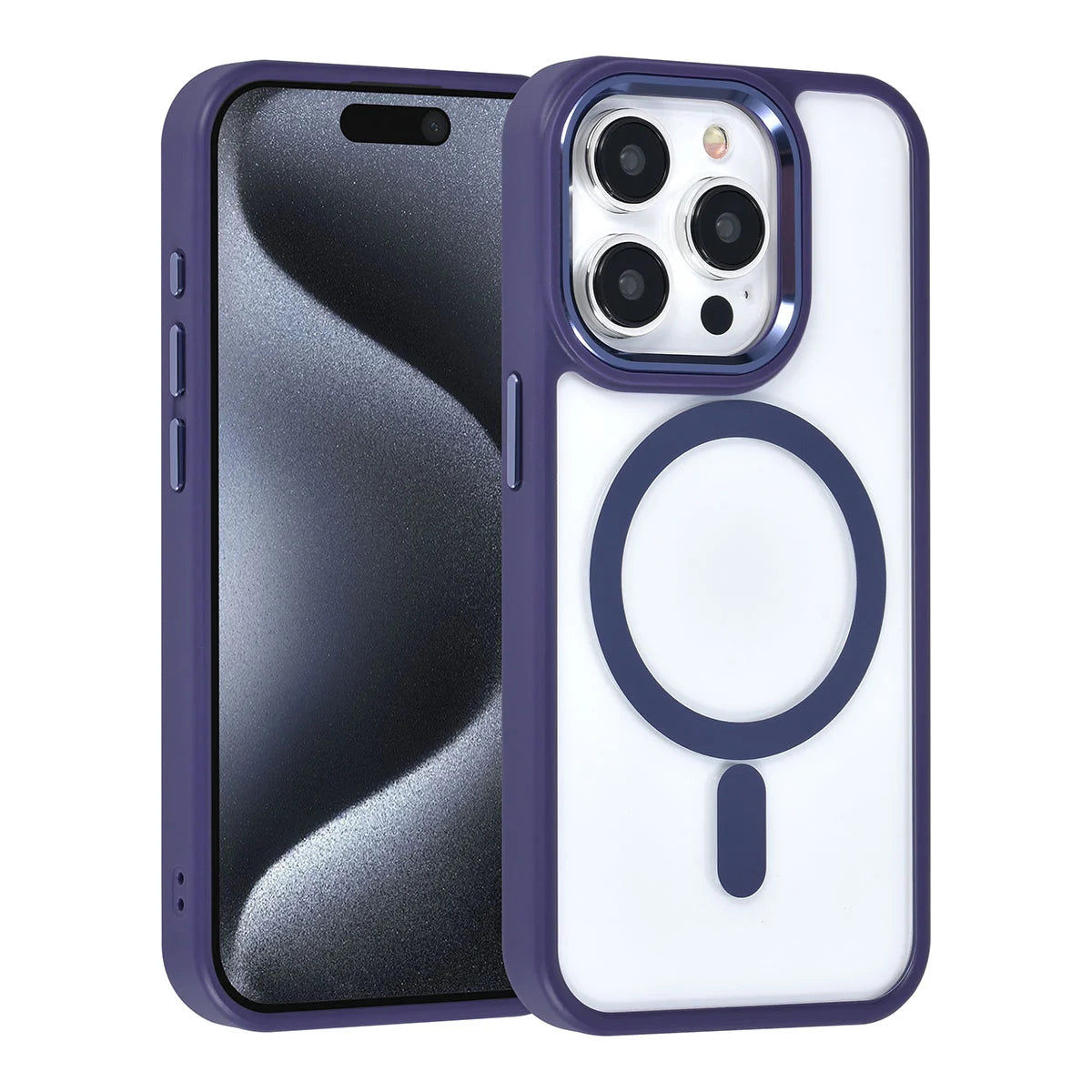 Tuniq iPhone 15 Pro - MagSafe Σκληρή Θήκη με Πλαίσιο Σιλικόνης - Μοβ / Διάφανη