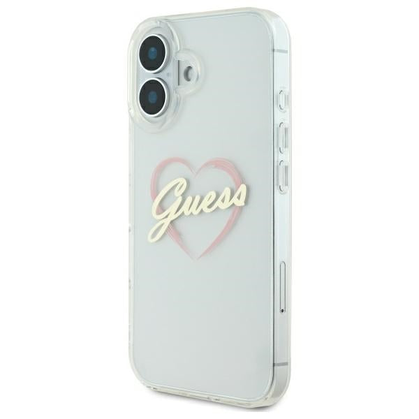 Guess iPhone 16 Plus - IML Heart - Σκληρή Θήκη με Πλαίσιο Σιλικόνης - Διάφανη - GUHCP16MHCHGSPT