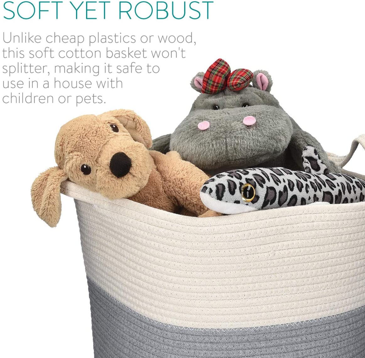 Navaris Cotton Rope Storage Basket Καλάθι Αποθήκευσης από Βαμβάκι - Sand - 50743.1