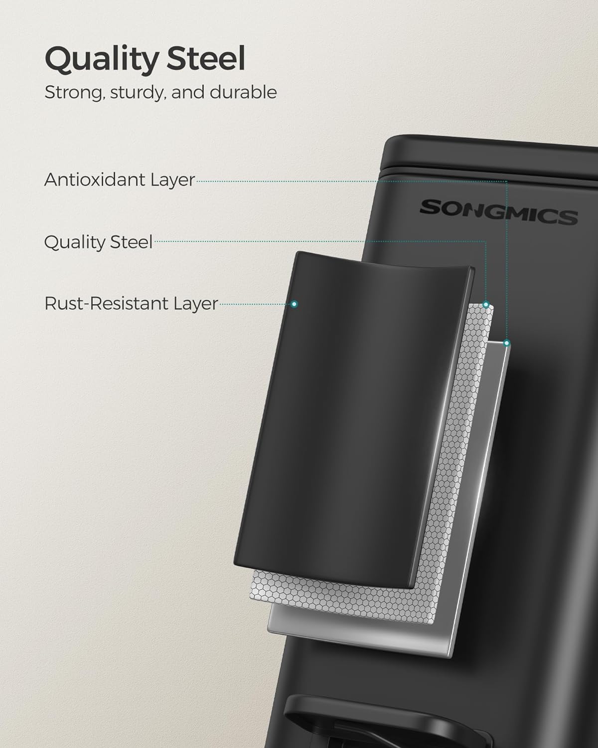 Songmics Κάδος Απορριμμάτων για το Μπάνιο - 10L - Black - LTB561B10