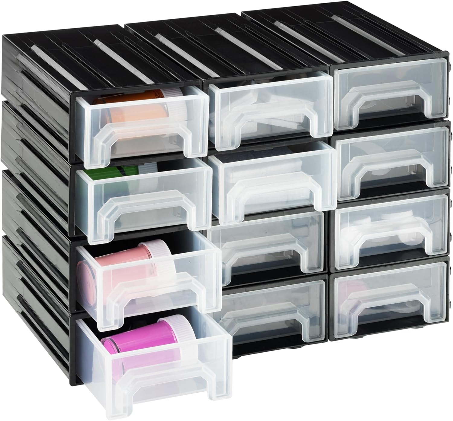 Navaris Σετ με 12 Συρτάρια Οργάνωσης - 15 x 8.6 x 4.9 cm - Black - 61952.02