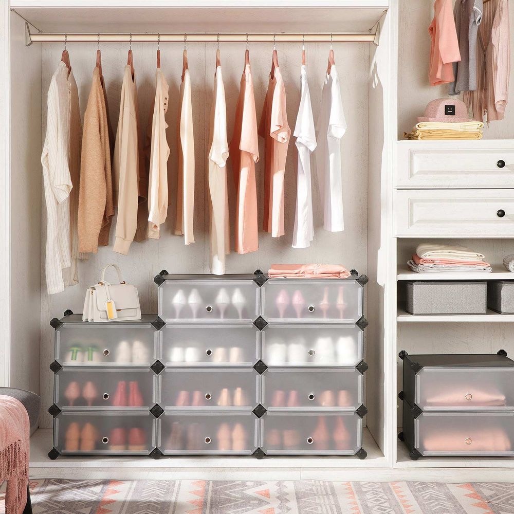 Songmics Πλαστική Παπουτσοθήκη με 10 Ράφια - Grey - LPC010G01