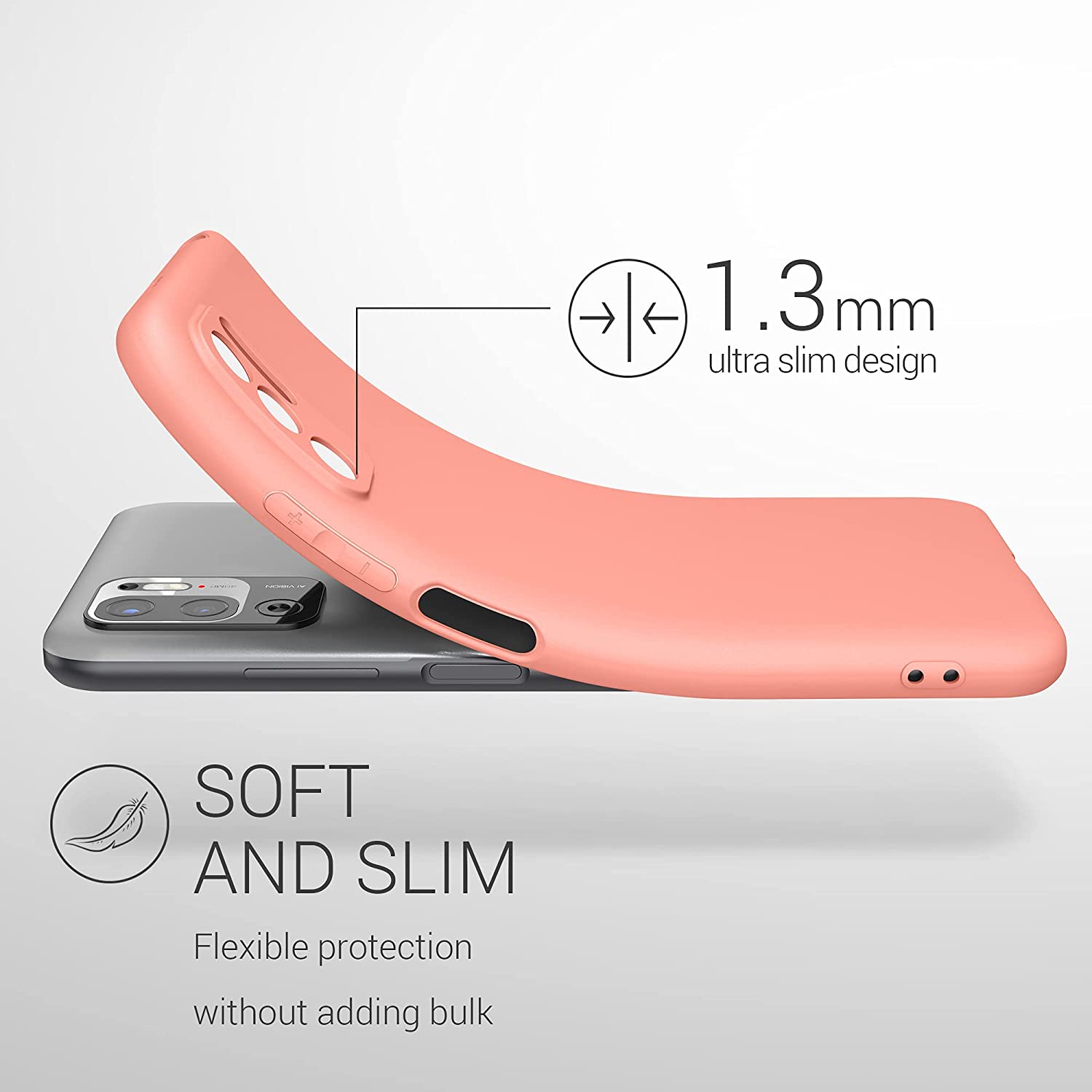 KW Xiaomi Redmi Note 10 5G Θήκη Σιλικόνης TPU - Matte Coral - 54947.56