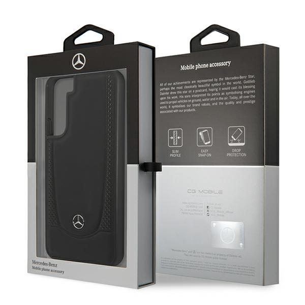 Mercedes Samsung Galaxy S22 Plus Urban Line Σκληρή Θήκη με Επένδυση Γνήσιου Δέρματος - Black - MEHCS22MARMBK