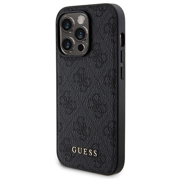 Guess iPhone 15 Pro - 4G Metal Logo Σετ MagSafe Σκληρή Θήκη με Επένδυση Συνθετικού Δέρματος και Powerbank 5000mAh - Black - GUBPM5P15L4GEMGK