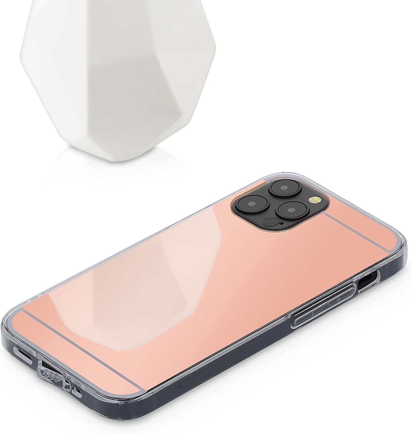 KW iPhone 12 / iPhone 12 Pro Θήκη Σιλικόνης TPU Καθρέφτης - Metallic Rose Gold - 55688.41