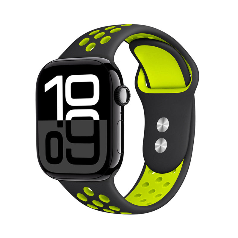 Crong Λουράκι Apple Watch 2/3/4/5/6/7/8/9/10/11 - SE (1/2/3) - 38/40/41/42mm Duo Sport - Lime / Black