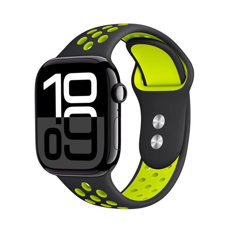 Crong Λουράκι Apple Watch 2/3/4/5/6/7/8/9/10/11 - SE (1/2/3) - 38/40/41/42mm Duo Sport - Lime / Black