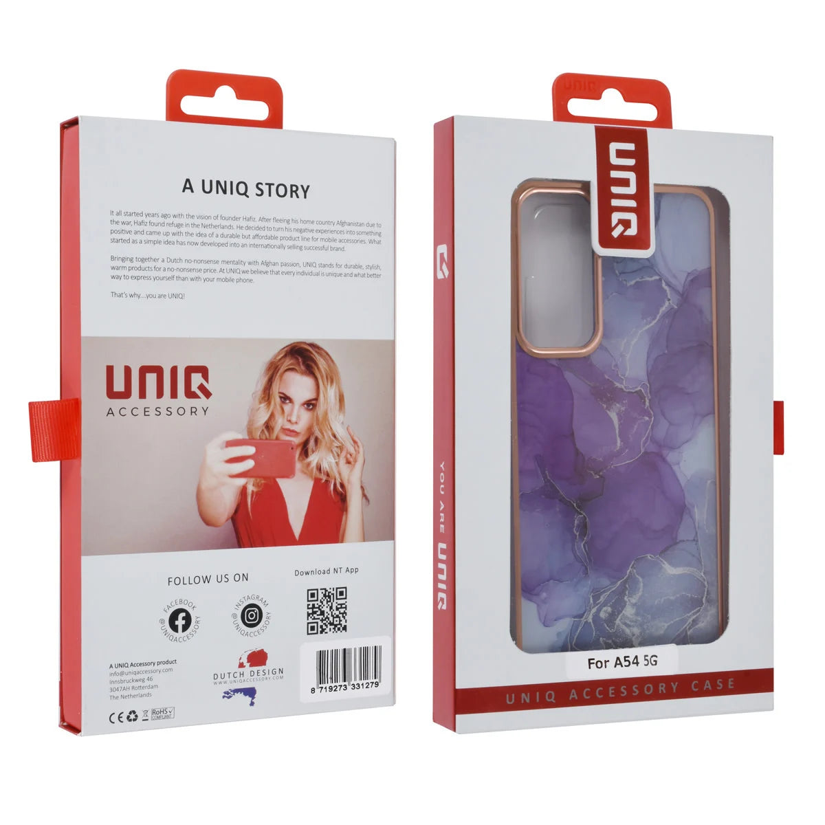 Tuniq Samsung Galaxy A54 5G - Σκληρή Θήκη με Πλαίσιο Σιλικόνης - Σχέδιο Μάρμαρο - Μοβ