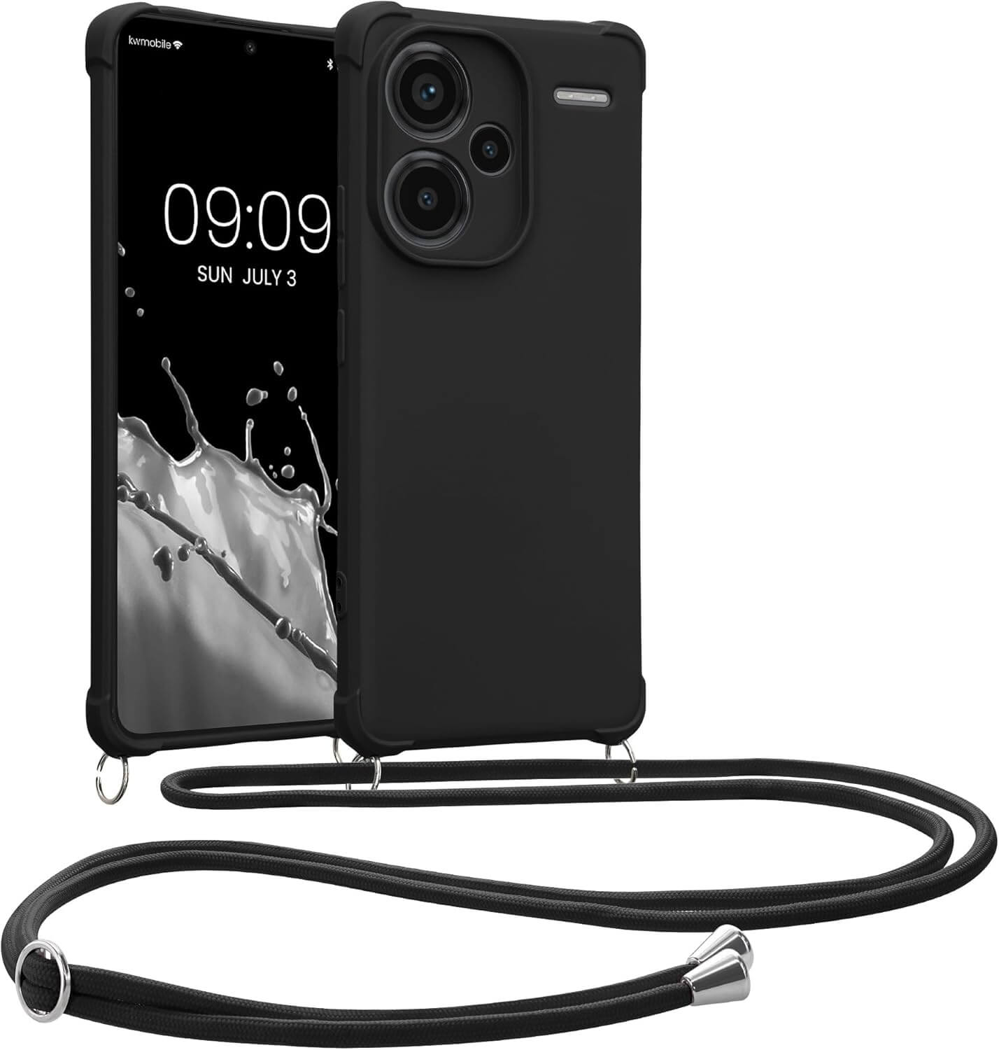 KW Xiaomi Redmi Note 13 Pro+ 5G Θήκη Σιλικόνης TPU με Λουράκι - Black