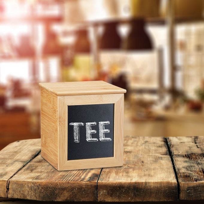 Relaxdays Κουτί Αποθήκευσης από Bamboo με Καπάκι και Μαυροπίνακα - Natural - 4052025215750