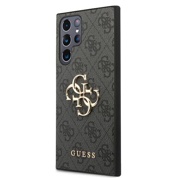 Guess Samsung Galaxy S22 Ultra - 4G Big Metal Logo Θήκη με Επένδυση Συνθετικού Δέρματος - Black - GUHCS22L4GMGGR