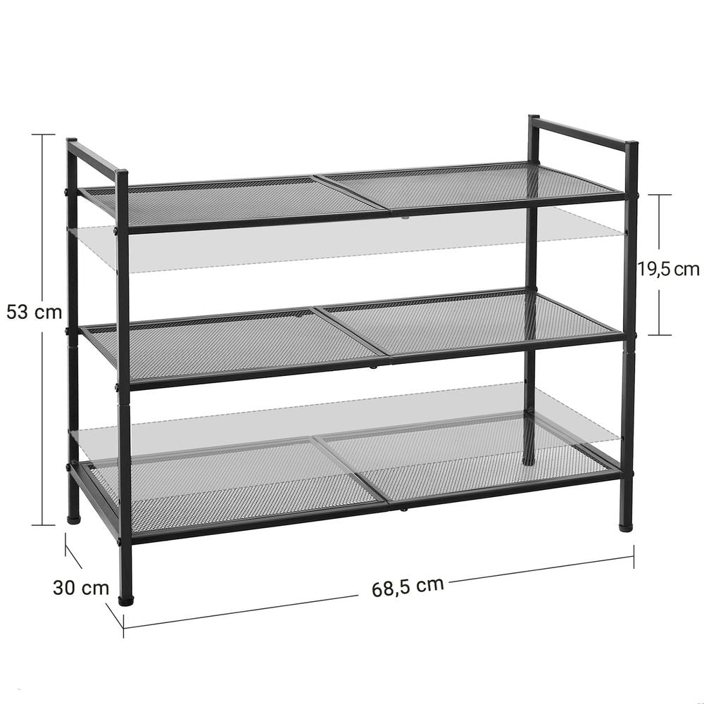 Songmics Μεταλλική Παπουτσοθήκη με 3 Ράφια - Black - LMR17BK