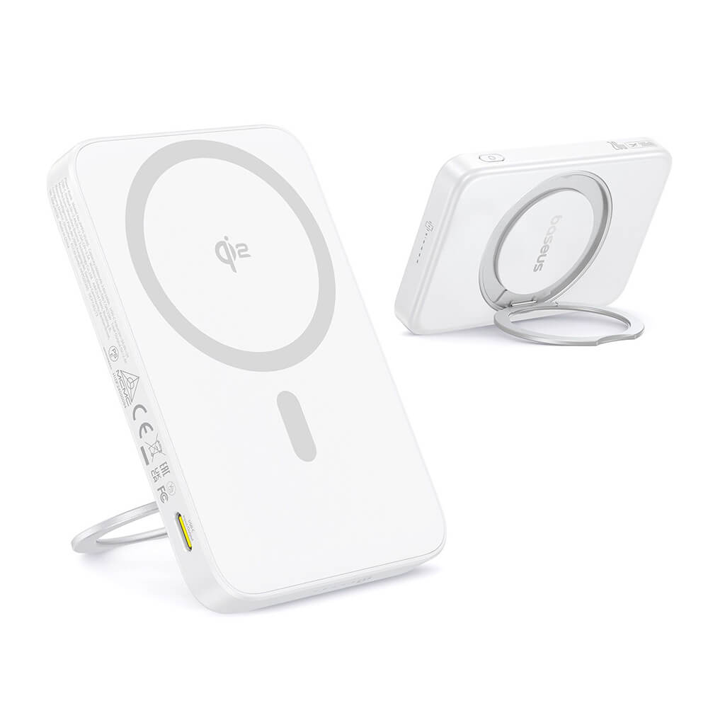 Baseus PicoGo Ασύρματο MagSafe PowerBank 5000mAh 20W με Καλώδιο Type-C - White
