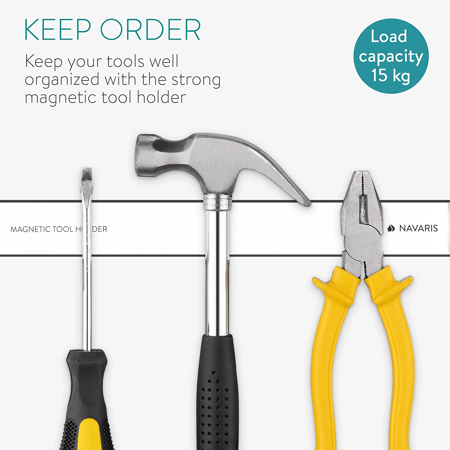 Navaris Επιτοίχια Μαγνητική Βάση Στήριξης Εργαλείων - 5 x 46 cm - Black - 54270.02