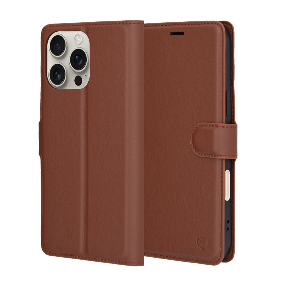 Techsuit iPhone 16 Pro Max - Leather Folio - Θήκη Πορτοφόλι από Δερματίνη με Stand - Brown