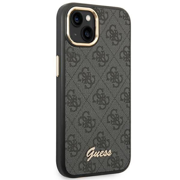 Guess iPhone 14 4G Vintage Gold Logo Σκληρή Θήκη με Πλαίσιο Σιλικόνης - Black - GUHCP14SHG4SHK